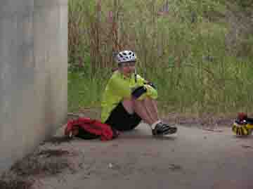 Mary Kay in culvert hiding from WY rain