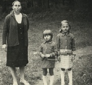 Lyuda, sister and mom in forest