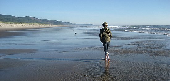 Nadia enjoying the fresh air at the Oregon coast